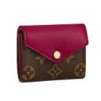 ルイヴィトン 三つ折り財布 カードケース付小銭入 モノグラム ポルトフォイユ・ゾエ LOUIS VUITTON フューシャ レディース