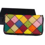 ショッピングパッチワーク 【新品】  パッチワーク ラウンドファスナー マルチカラー LB-5055 オーストリッチ マルチカラー 長財布 ostrich