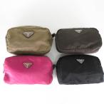 質イコー [プラダ] PRADA ナイロンポーチ 4個 ピンク カーキ ブラウン ブラック 中古