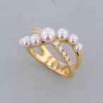 ショッピングダイヤモンド MIKIMOTO ミキモト アコヤパール ダイヤモンドリング 750YG PR-1391K  K18イエローゴールド ダイヤモンド YG ホワイト レディース 中古