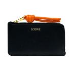 LOEWE ロエベ ノット コインホルダー コインケース CEM1Z40X02 6036 レザー ブラック オレンジ レディース 中古