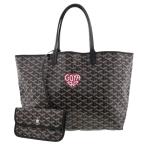 ショッピングゴヤール GOYARD ゴヤール サンルイPM COEUR GOYARD MARQUAGE ハート マーカージュ トートバッグ ブラック ブラウン レッド ユニセックス 中古