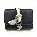 ショッピングchloe Chloe クロエ スモール トリフォールド ウォレット 三つ折り財布 CHC24SP945L95001 レザー ブラック レディース 中古
