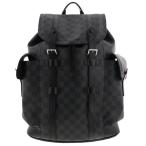 ショッピングダミエ LOUIS VUITTON ルイ・ヴィトン クリストファー MM ダミエ グラフィット リュック・デイパック N41379  レザー グレー ブラック メンズ 中古