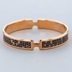 HERMES エルメス オランプ　バングル バングル リザード メタル ブラック ピンクゴールド レディース 中古