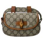 GUCCI Gucci bamboo 1947 Mini ремень сумка сумка-пояс Италия GG парусина кожа серый Brown женский [ б/у ]