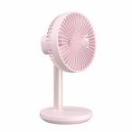 WINTECH 扇風機 充電池内蔵ポータブルデスクトップファン 伸縮首振 DF-211ER-P ピンク