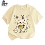 ちいかわ ハチワレ うさぎ キッズ Tシャツ 子供用 丸首 半袖プリントシャツ トップス 通園 通学 ティシャツ 綿