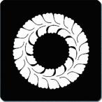 ショッピングアイコス シール 家紋シール 1798_軸付き藤輪 3cm 4枚セット 角型 白紋 KS34-1798W