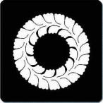 ショッピングアイコス シール 家紋シール 1798_軸付き藤輪 4cm 4枚セット 角型 白紋 KS44-1798W