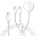 【3in1】アップルウォッチ 磁気充電ケーブル 1.2m 急速充電 Type-C to Type-C +Type-C + Apple Watch Series 10 9 8 7 6 SE 5 4 3 2 1  (SKU:2123-C-2C) 1.2m