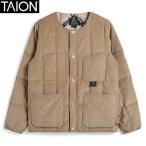 タイオン ダウン ノーカラー コーデュロイ ジャケット アウター TAION タイオン ワーク クルーネック コーデュロイ×ダウンジャケット ベージュ TAION-104BWK-CT