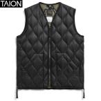 ショッピングタイ タイオン ベスト ダウン インナー ノーカラー キルティング 防寒 TAION タイオン ミリタリー VネックWジップ ダウンベスト ソフトシェル ブラック 001ALSZML-1
