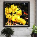 準上級 ダイヤモンドアート キット ビーズ刺繍 金色風 蓮 鯉 アジアンテイスト 縁起物 カラフル パズルアート リハビリ 趣味 絵画