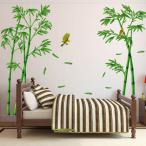 ショッピングアジアンテイスト 2枚1セット ウォールステッカー カラー 竹林 小鳥 アジアンテイスト グリーン 壁デコ 北欧風 DIY 剥がせる