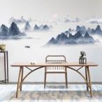 ウォールステッカー アジアンテイスト モノクロ 山水風景 水墨画風 インテリアシール 壁デコレーション 北欧風 DIY リビング