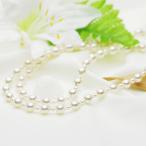 真珠 ロングネックレス 国産 アコヤ真珠 パール 約7.5-8.0mm 4.0-4.5mm シルバー バロック
