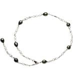 真珠 オリジナルデザインネックレス タヒチ黒蝶真珠 パール 約10.0-11.0mm シルバー ドロップ
