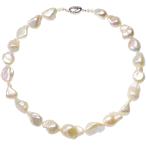 大粒 淡水真珠 バロックパールネックレス 12.5-15.5mm シルバー ナチュラルカラー 結婚式 葬儀 冠婚葬祭 フォーマル母の日 プレゼント