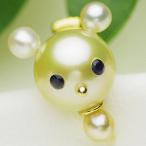 真珠 ブローチ 白蝶真珠 パール 約10.5mm×17.5mm ゴールド クマ