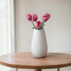 フラワーベース 花瓶 白 ホワイト 陶器 花器 おしゃれ かわいい シンプル 北欧インテリア 韓国インテリア 雑貨 新生活