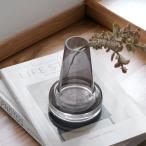 ガラス フラワーベース 花瓶 北欧 おしゃれ 花びん 小さい グレー クリア シンプル モダン 玄関 リビング インテリア