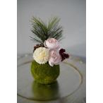 お正月飾り 苔玉アレンジ ギフトに プレゼントに アーティフィシャルフラワー 送料無料