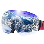 【クーポンで2980円】スキーゴーグル 曇り止め スノーボード デュアルレンズ 球面レンズ 3層スポンジ 100%UVカットフレームレス 眼鏡対応 ヘルメット対応 耐衝撃