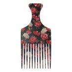 VOCOSTE 広歯 アフロヘアピックコーム 男性用ヘアスタイリングツール プラスチック 花柄 M