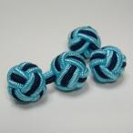 ゴムカフス (Knot Cuff Links カフリンクス ラバーカフス カフスボタン) /アクアブルー×ネイビー