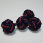 ゴムカフス (Knot Cuff Links カフリンクス ラバーカフス カフスボタン) /ネイビー×ワインレッド
