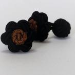 フラワーノットゴムカフス (Knot Cuff Links カフリンクス ラバーカフス カフスボタン) ブラック×ブラウン
