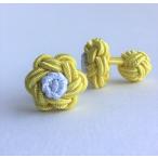 フラワーノットゴムカフス (Knot Cuff Links カフリンクス　ラバーカフス　カフスボタン)　イエロー×ホワイト