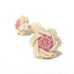 フラワーノットゴムカフス (Knot Cuff Links カフリンクス ラバーカフス カフスボタン) シャンパン×ブーガンヴィレ