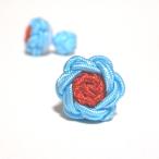  цветок узел резина запонки (FLOWER CUFFKNOTS жевательная резинка запонки ) aqua blue × красный 