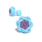  цветок узел резина запонки (FLOWER CUFFKNOTS жевательная резинка запонки ) aqua blue × лиловый 