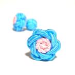  цветок узел резина запонки (FLOWER CUFFKNOTS жевательная резинка запонки ) aqua blue × розовый 