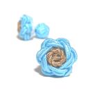  цветок узел резина запонки (FLOWER CUFFKNOTS жевательная резинка запонки ) aqua blue × French бежевый 