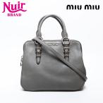 ミュウ ミュウ Miu Miu ハンドバッグ レザー ロゴ 2way グレー【中古】