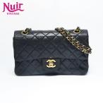 ショッピングCHANEL シャネル CHANEL ショルダーバッグ 1番台 1989-1991 クラシック ダブルフラップ ミニ マトラッセ ラムスキン 23cm ブラック【中古】