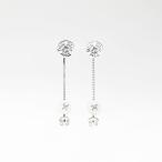 クリスチャンディオール Christian Dior ピアス ボタン モチーフ ドロップ シルバー