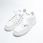 プラダ PRADA スニーカー ロゴ プリント レザー ローカット 37.5 24.5cm 1E621M ホワイト