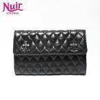 クロムハーツ CHROME HEARTS 長財布 ウェーブ キルティング レザー クロス 3スナップ 三つ折り ブラック【中古】