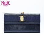 サルヴァトーレフェラガモ Salvatore Ferragamo 長財布 ヴァラ レザー レザー ネイビー【中古】