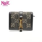 ショッピングＧＧキャンバス グッチ GUCCI 二つ折り財布 GGキャンバス ジャッキー ブラック【中古】