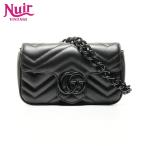 グッチ GUCCI ショルダーバッグ GGマーモント レザー ブラック【中古】