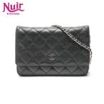 ショッピングシャネル シャネル CHANEL ショルダーバッグ 21番台 マトラッセ キャビアスキン チェーン ウォレット シルバー金具 2015-2016 ブラック【中古】