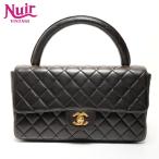 ショッピンググラグラ シャネル CHANEL ハンドバッグ 2番台 1991-1994 親子バッグ 親のみ ラムスキン マトラッセ トップハンドル ブラック【中古】