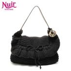 フェンディ FENDI ショルダーバッグ ニットフリル ウール ロゴチャーム付き ブラック【中古】