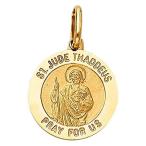 14&amp;#xA0;K黄色ゴールド宗教Saint Jude Thaddeus Medalチャームペンダント